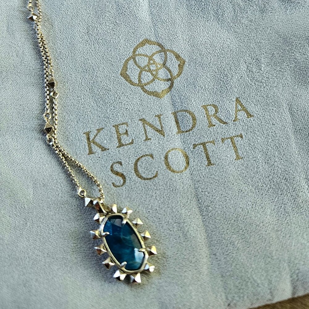 Blue Kendra Scott Aqua Apatite Brett Pendant Necklace (Adjustable)
